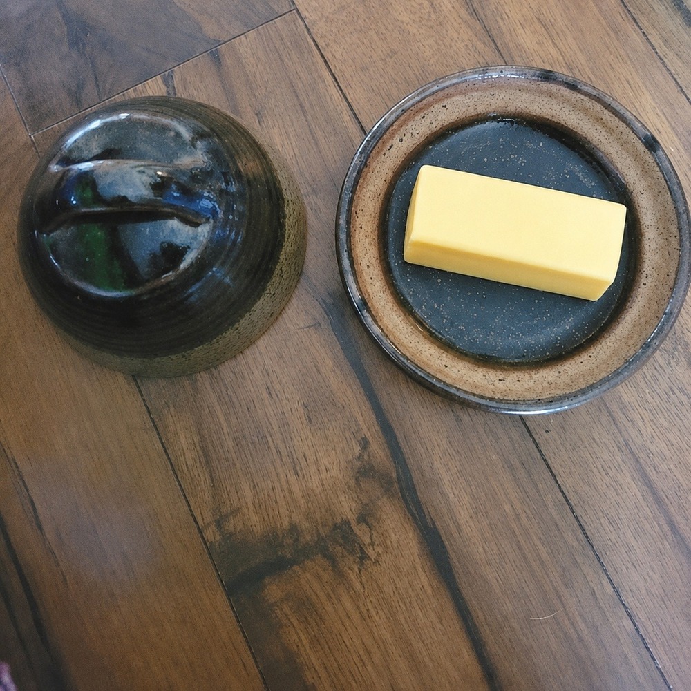 Magus Studio Pottery Butter Dish Dark Glaze Earthy Two Piece Set Artisan Rustic